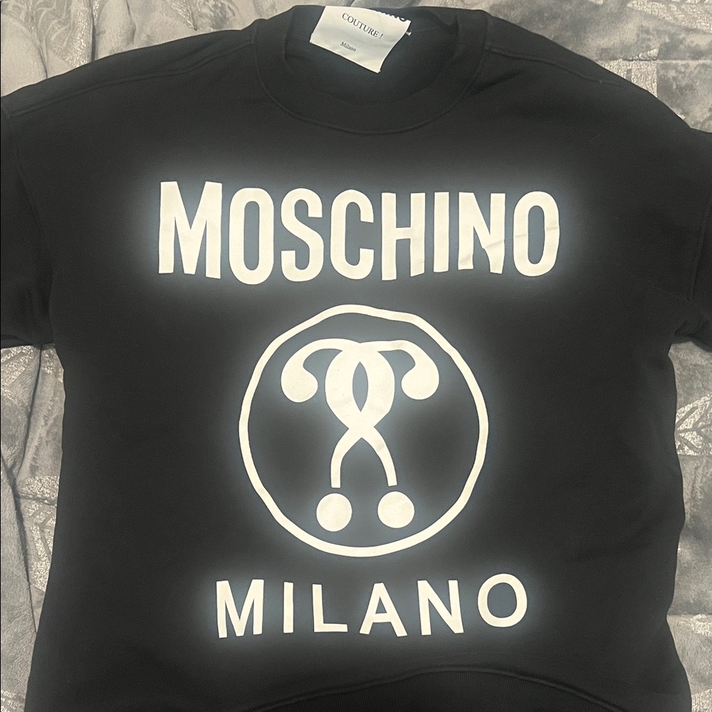 Moschino Milano Black Sweatshirt with White Logo